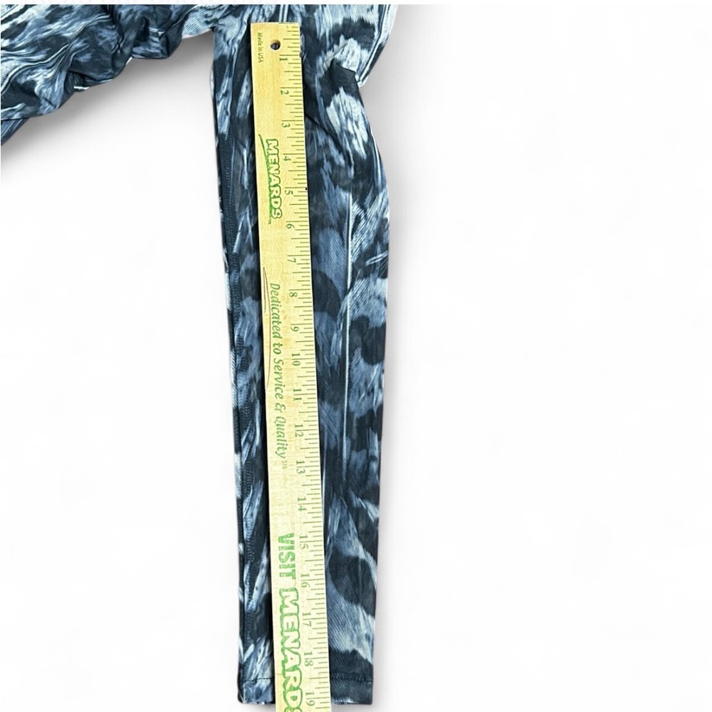 ALLSAINTS Blue Mesh Top 6, Long Sleeve High Neck W/Cross Design And Ruffle Sides - Picture 9 of 9